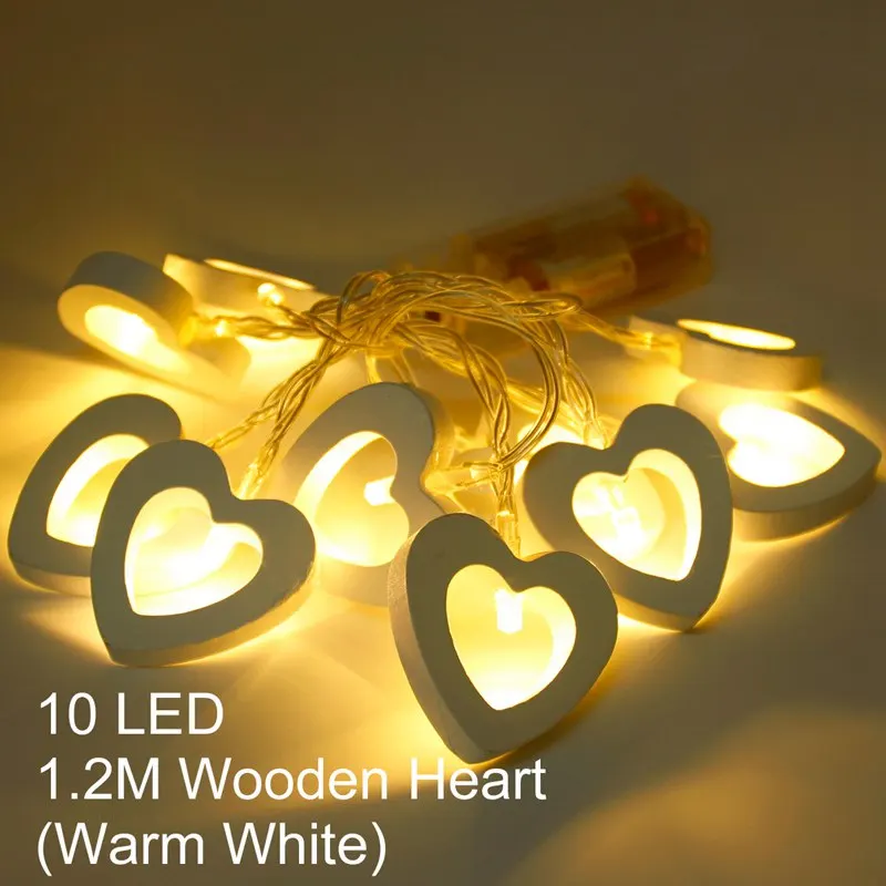 1.2M 10 LED heart 20 ротанговый шар светодиодный гирлянда сказочные огни Рождественская елка украшения Рождественский Декор теплое белое светодиодное освещение Декор год - Цвет: 1.2M 10 LED heart