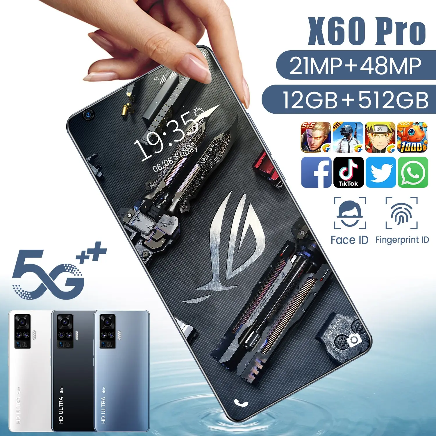 

X60 Pro 7.1 Inch Andriod 10.0 Big Screen 12+512gb 21+48mp 10 Core Global Smart Phone 5g Lte 5600mah Mobile Phone Mtk6799