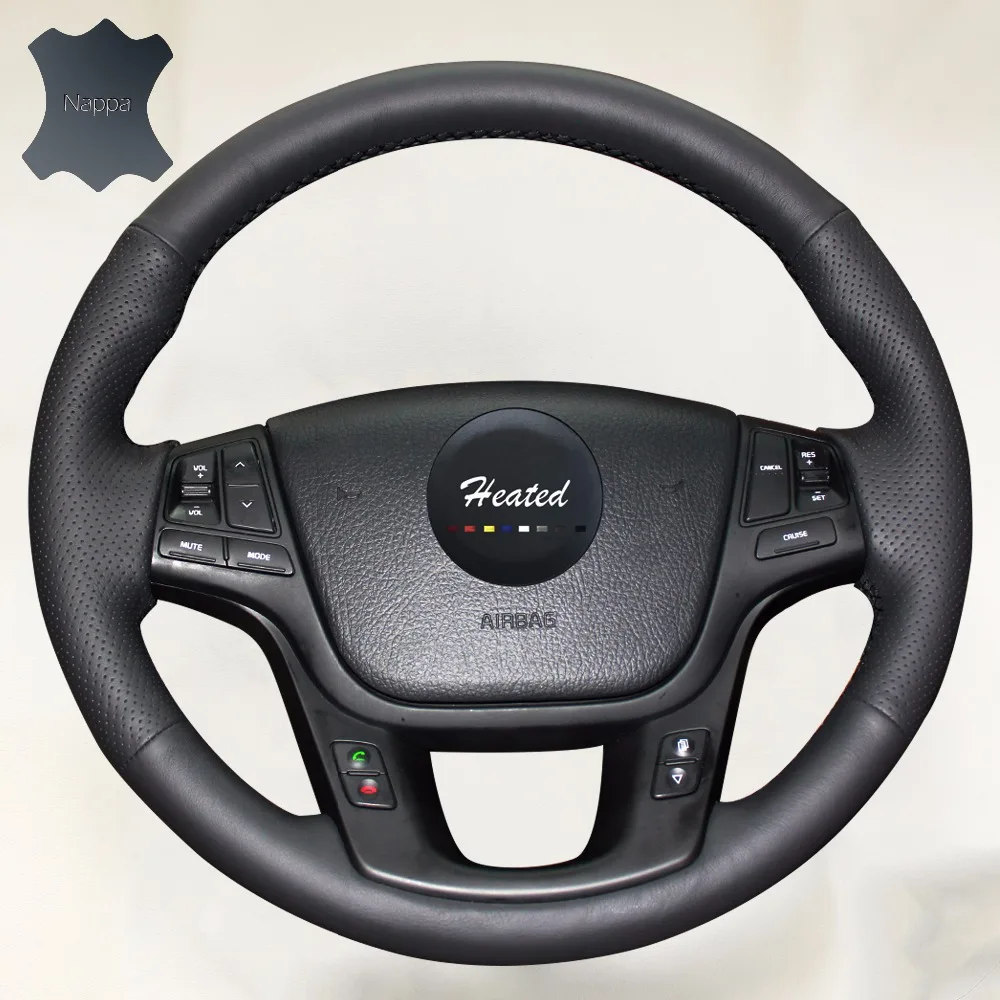 Наппа кожа стежка на автомобиле руля Обложка для Kia Sorento 2009 2014 KIA Cadenza K7 2011 2015 коса