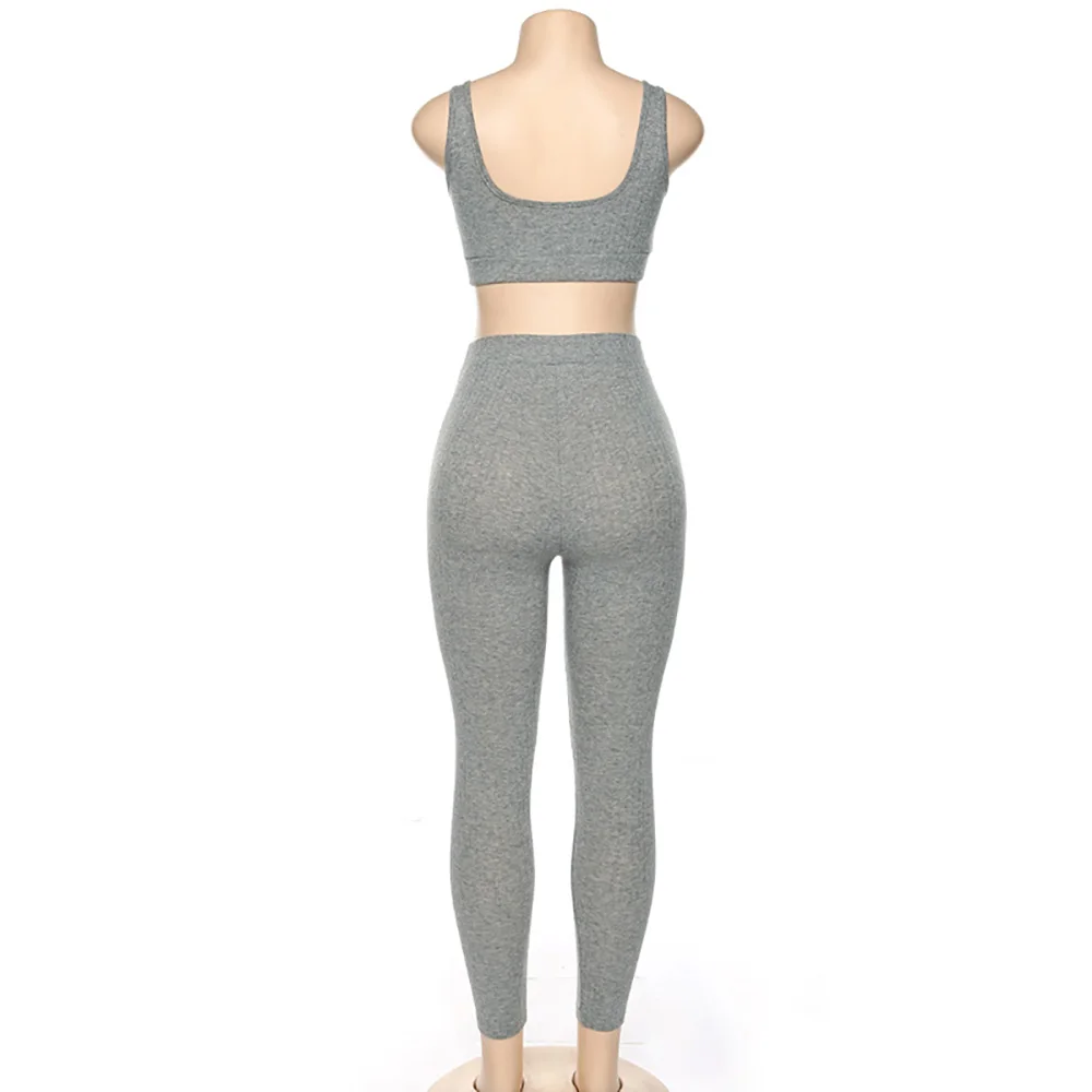 

Women Fitness U Neck Tracksuit 2 Pieces Set Sporting Crop Top + Padded Biker Leggings Active Wear Outfits Stretch Matching Set