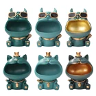 Скульптура в виде большого рта бульдога, Современная Статуэтка собаки из смолы, держатель для ключей, настольный органайзер, украшение для дома и комнаты, искусство