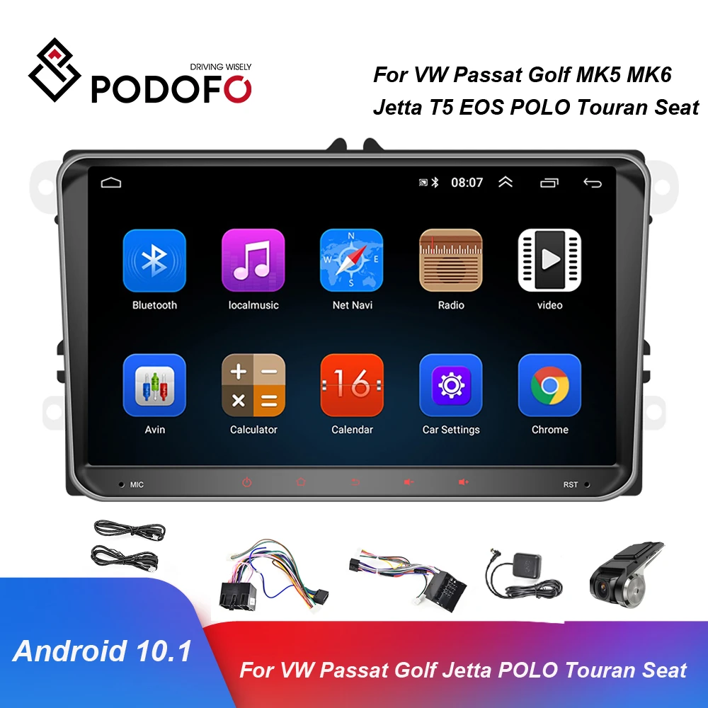 Автомобильный мультимедийный плеер Podofo стерео-магнитола 9 дюймов на Android с GPS Wi-Fi