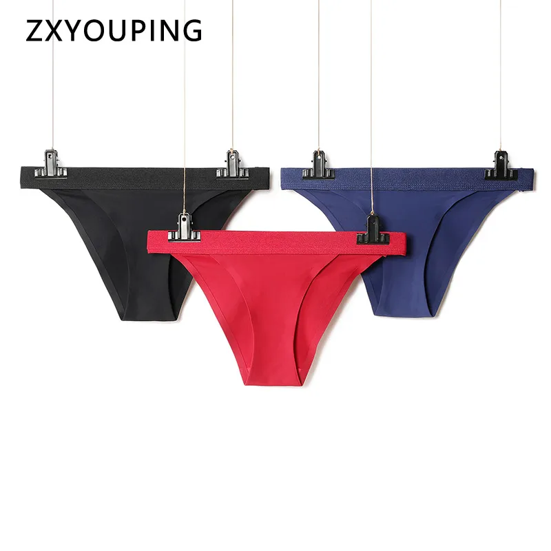 3 шт./лот однотонные сексуальные бесшовные трусики стринги с низкой посадкой и