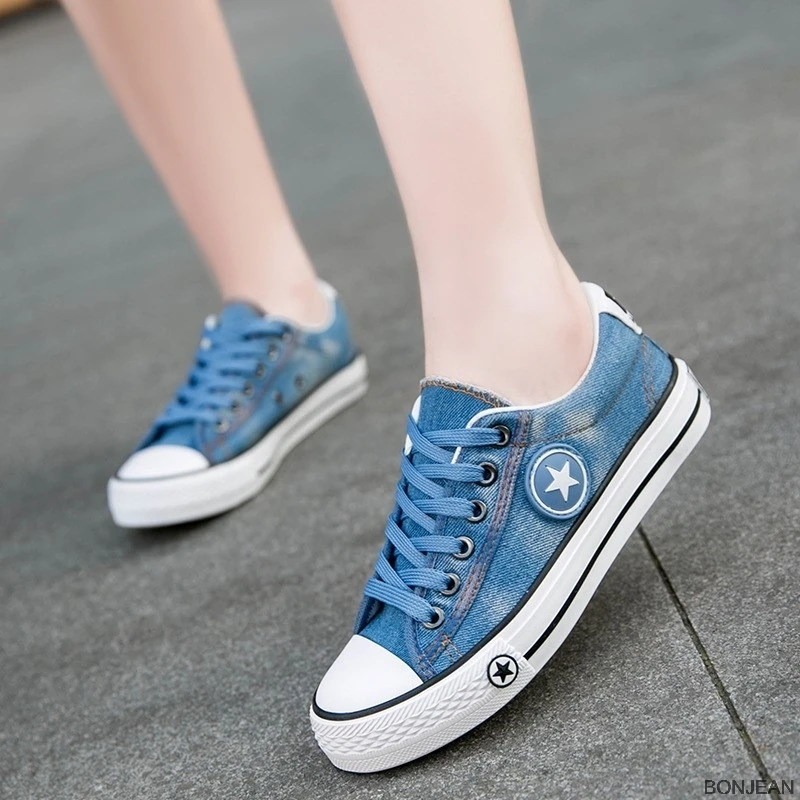 

Fashion Denim Sneakers Women's Casual Shoes Breathable Sneaker Canvas Shoes for women Lace Up Trainers Zapatillas Hombre