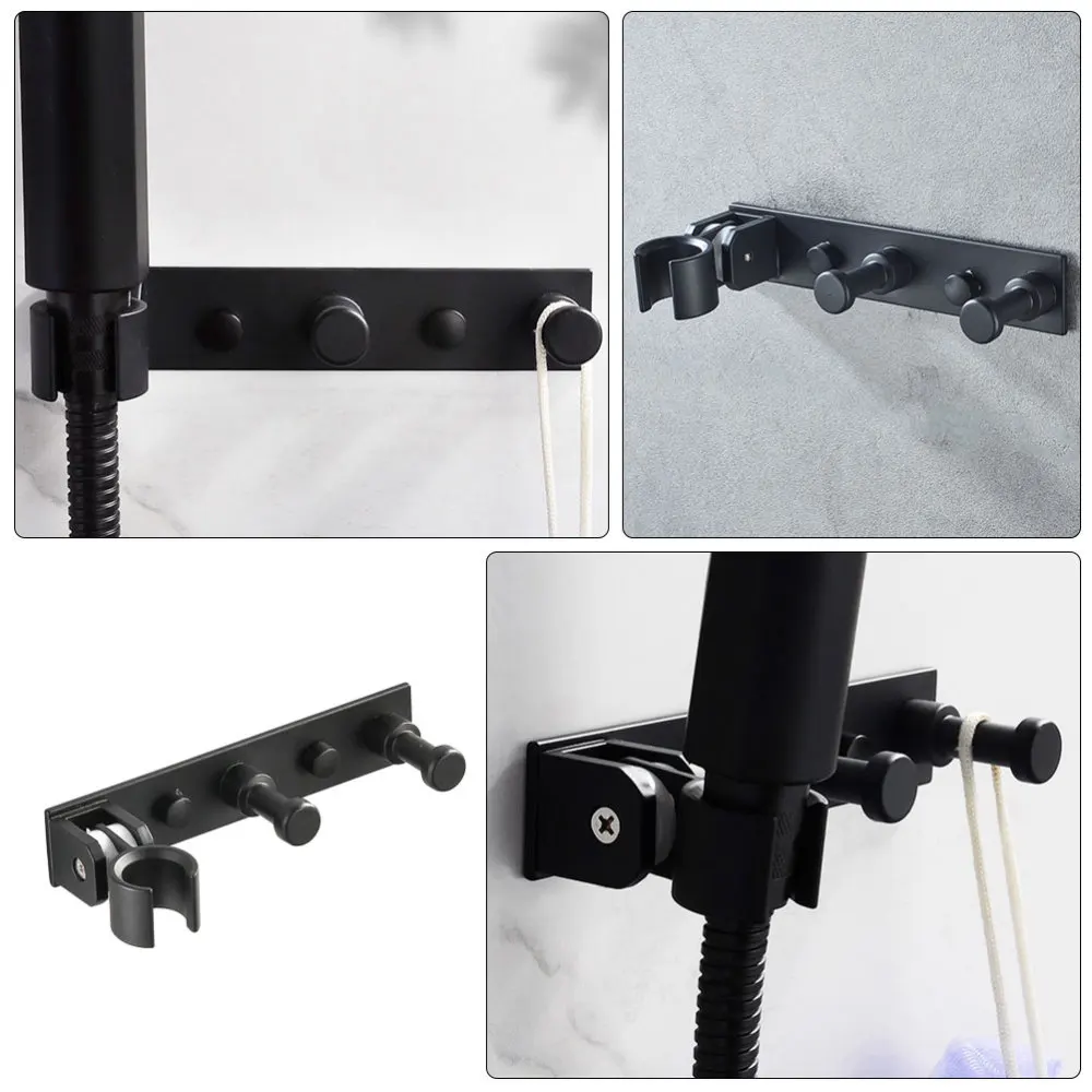 

1Pc Aluminum Bathroom Storage Rack Creative Sprinkler Holder with Hook Black