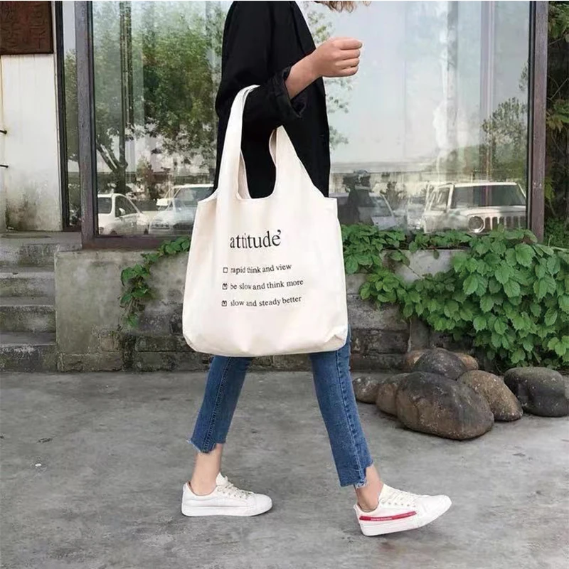 

Women Canvas Shopping Bag Print Female Cotton Cloth Shoulder Bag Eco Handbag Tote Reusable Grocery Shopper Bags