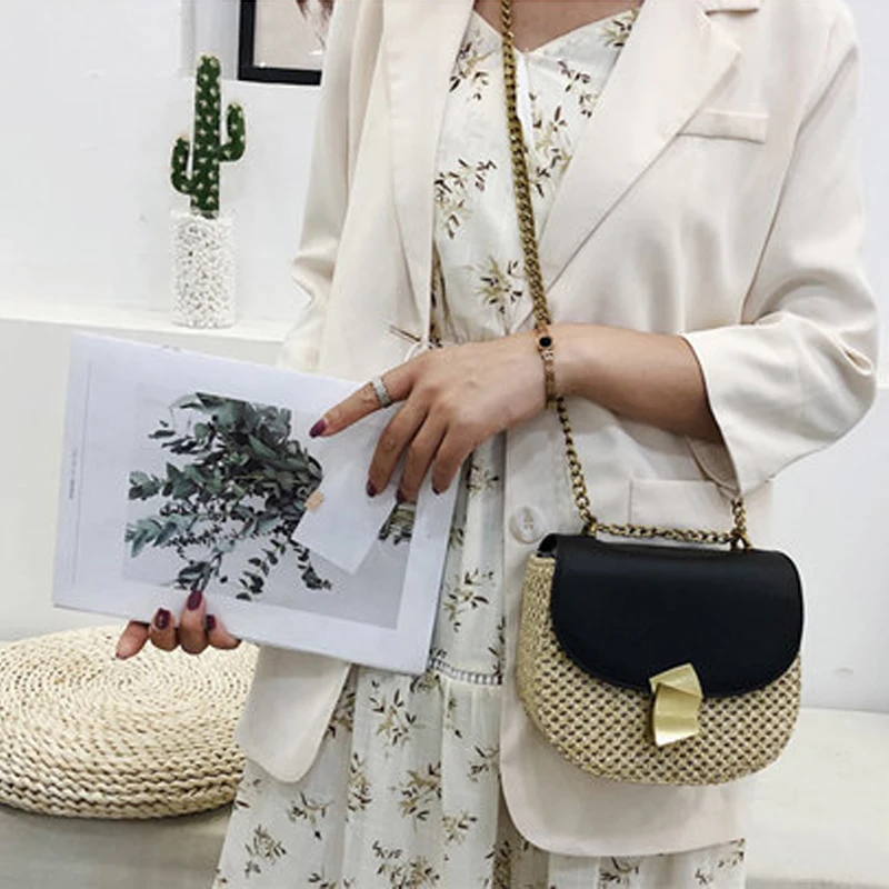 

ATLI New Women Solid Color Chain Weave Handbags for Women 2021 Summer Day Casual Travel Fashion Large Ladies New Shoulder Bags