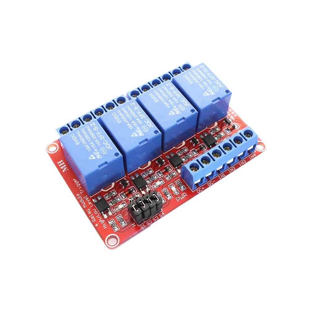 4-Канальный Релейный Модуль 5 В 12 24 оптрон изоляционная поддержка триггер