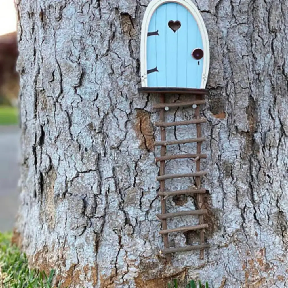 

Wood Practical Patio Lawn Fairy Miniature Door Decorative Fairy House Door Realistic for Backyard