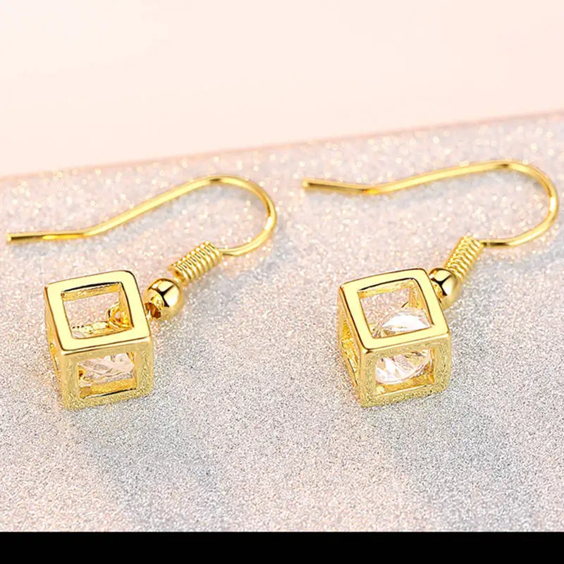 Женские циркониевые Серьги кубические креативные CZ серьги золотые прозрачные