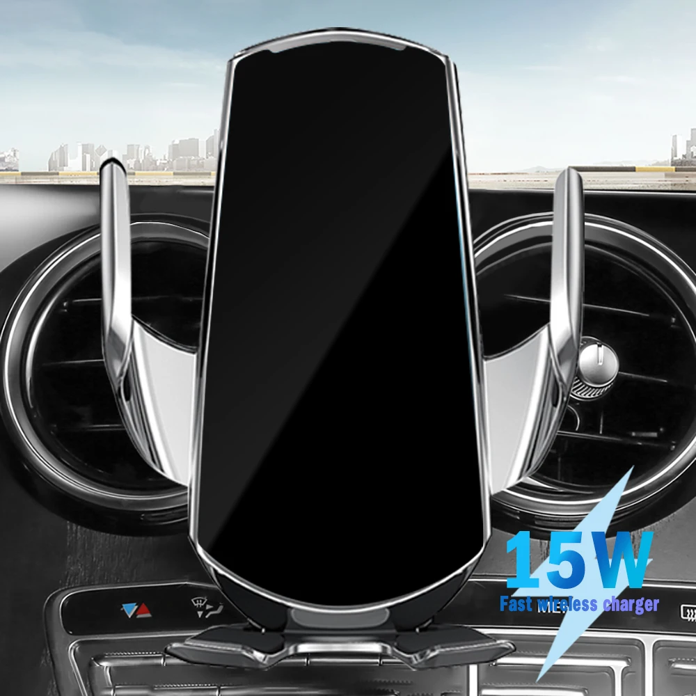 

15W Wireless Chargers Smart Sensor Car Phone Holder Fast Charging For iPhone 12 Samsung Huawei Infrared Sensing Automatic Clip