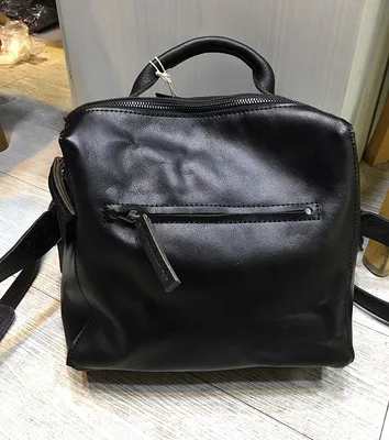 black Vendange оригинальная женская сумка винтажный кожаный рюкзак женская простая коробка модная кожаная сумка 2357 - Цвет: black