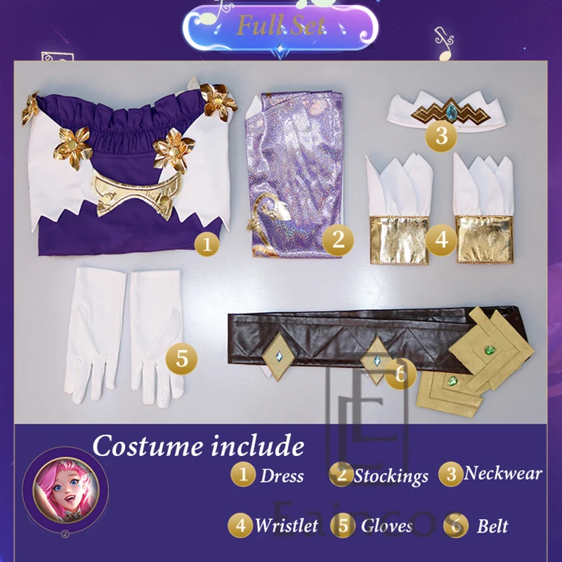 

Game LOL KDA Seraphine Cosplay The Starry-Eyed Songstress Sreaphine Microphone Cosplay Sexy Costume Halloween Women Dress