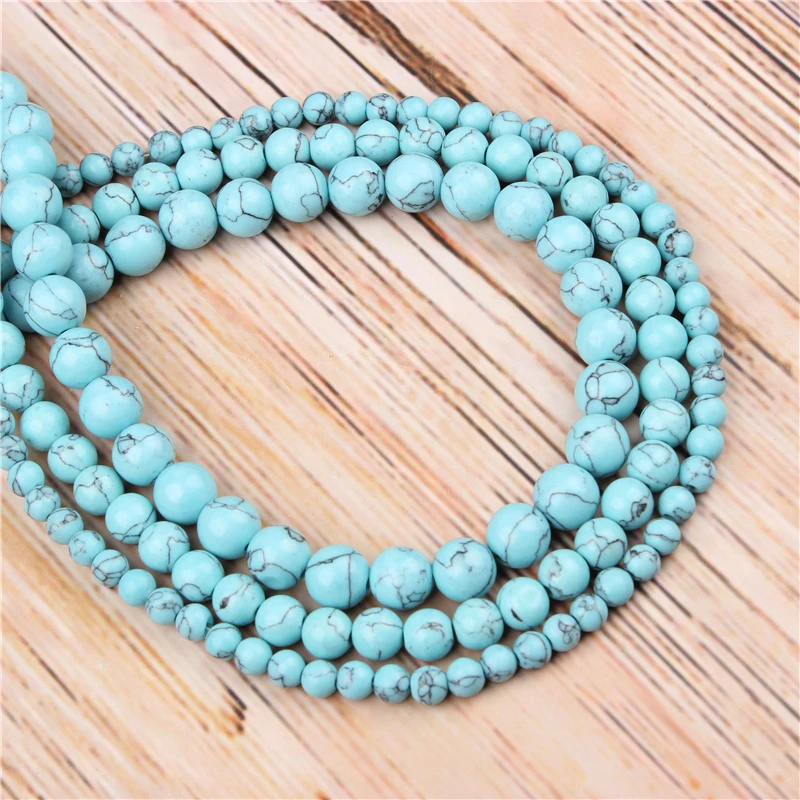 

Wholesale Light Blue Pine 4/6/8/10/12mm Natural Loose Beads Round Jewelry Bracelet Necklace DIY Production