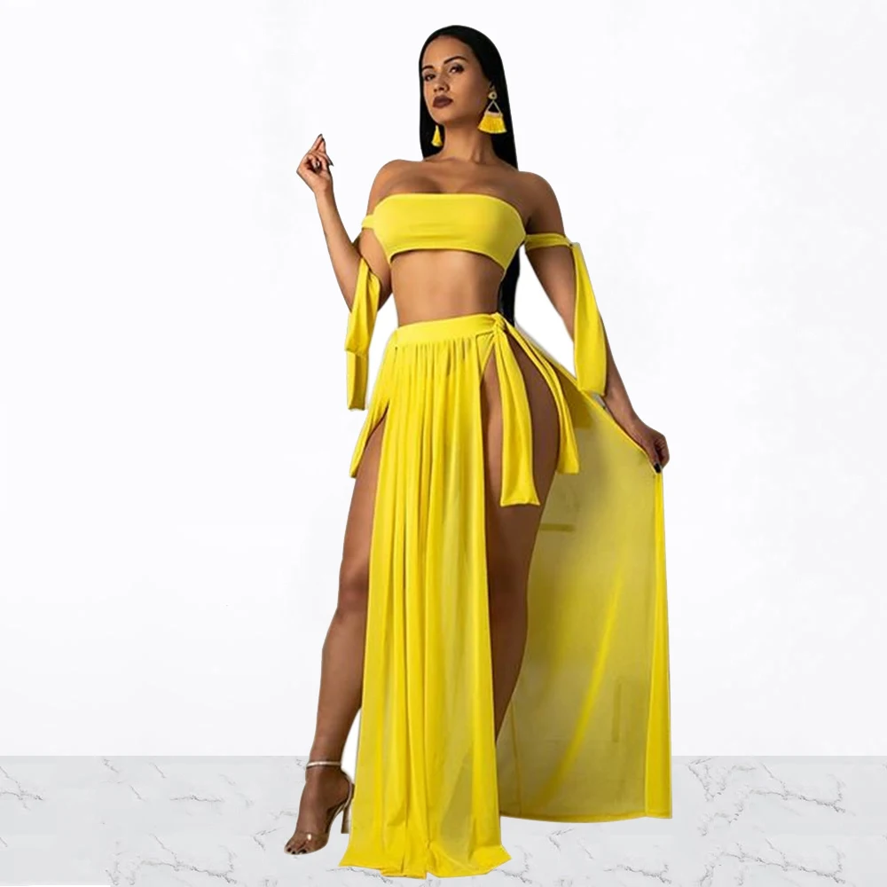 Летний женский пляжный сексуальный топ без бретелей + трусики обмотанный на