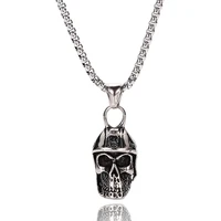 gothic skull pendant necklace for men stainless steel chain male punk hip hop rock street style neck jewelry gift gl0020