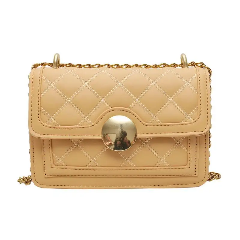 

Slung women's bag 2021 Korean version of summer new chain pu leather portable shoulder bag fashion small square bag