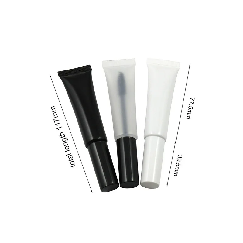 

10pcs 15ml Empty Mascara Tube Eyelash Cream Vial Liquid Bottle Sample Cosmetic Container With Leakproof Inner Black/White Cap