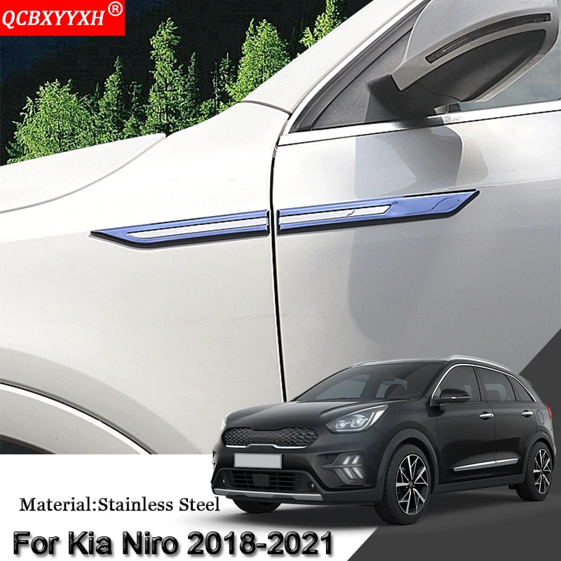 

4pcs Car Styling Car Side Leaf Plate Decoration Sequins Leaf Board Side Label Stickers Auto Accessories For Kia Niro 2018-2021
