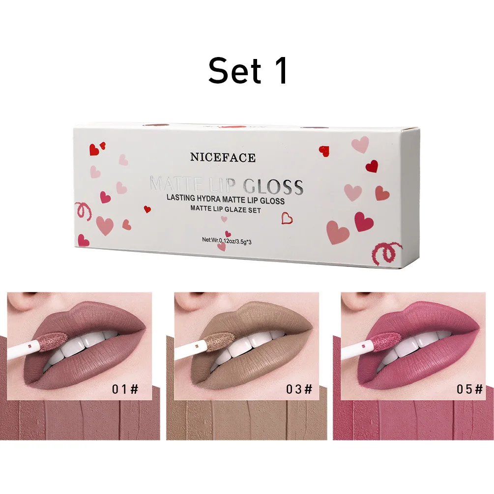 Шелковый мягкий матовый блеск для губ набор из 3 предметов увлажняющая жидкая