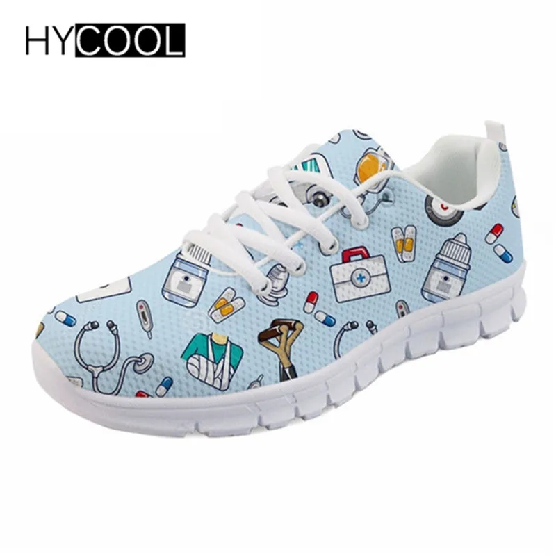 HYCOOL/женские кроссовки для медсестры; милая Повседневная прогулочная обувь для девочек с принтом стоматолога; обувь на плоской подошве для студентов; Zapatos Feminino - Цвет: H5805AQ