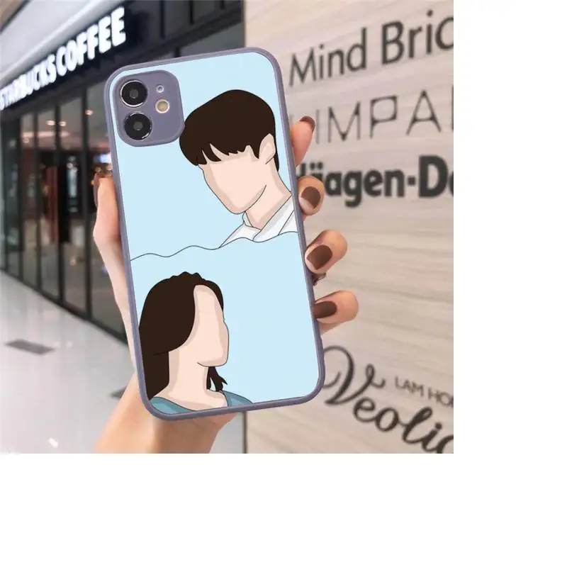 

Simple romantic couple Phone Cases Matte Transparent for iPhone 7 8 11 12 s mini pro X XS XR MAX Plus cover funda