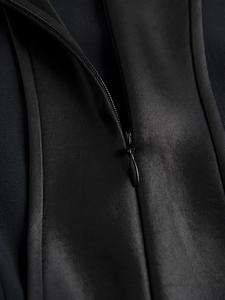 Lautaro Весеннее черное удлиненное платье-майка из искусственной кожи Элегантные