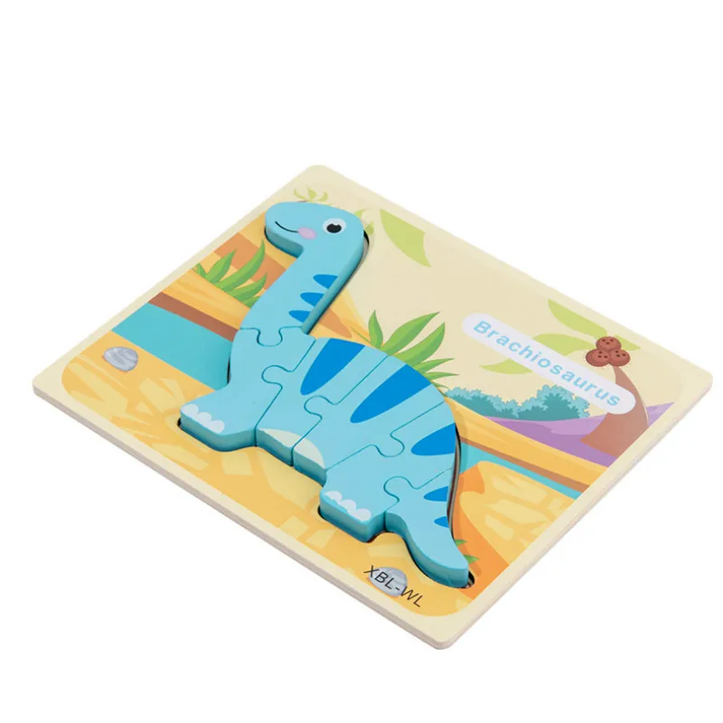 

Children's 3D Three-dimensional Jigsaw Puzzle Dinosaur Hand Grasp Board Jigsaw Puzzle Early Education Wooden Toy Children Gift