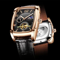 2021 men automatic mechanical watch men luxury tourbillon square leather sport watch luminous moon phase waterproof men watches