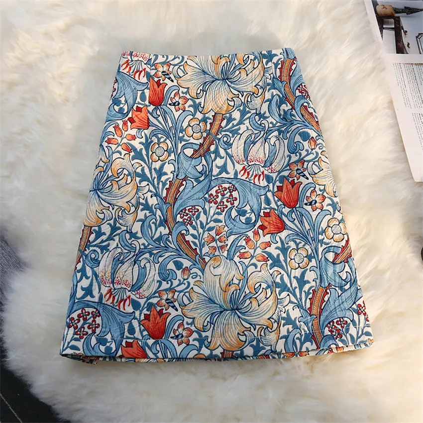 

New Spring Autumn Fashion Women Print Skirts Lady High Waist Hip Package Skirt Female Short Skirt Bottomings Retro Mini WZ1633
