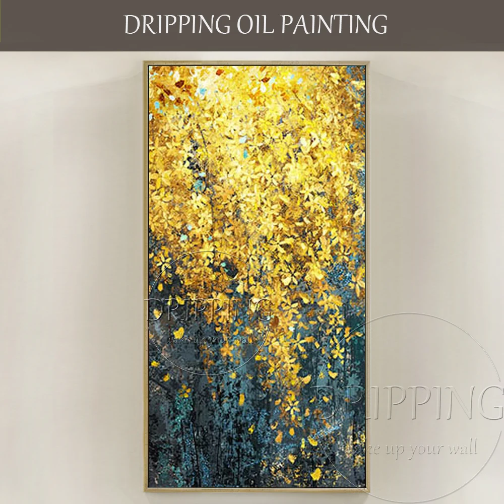Искусная художница ручная роспись высокое качество абстрактные Золотые листья
