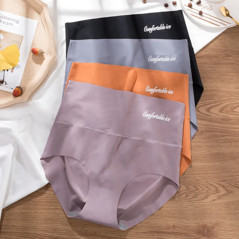 

Seamless Ice Silk Women Panties High-Rise Antibacterial Underwear Briefs Girl Pants Comfort Female Intimates Lingerie