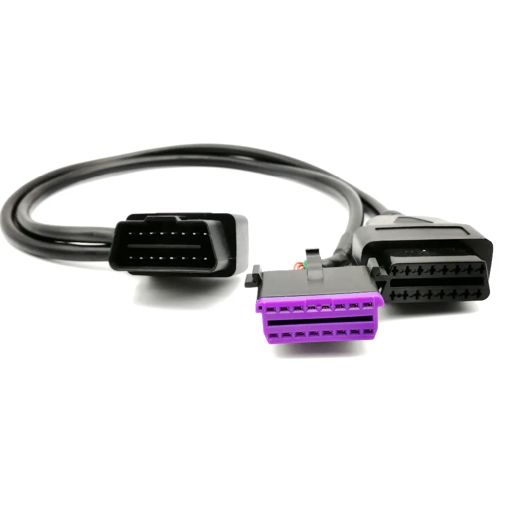 OBD2 16 Pin штекер двойной Женский Удлинительный кабель, OBD Y КАБЕЛЬ, адаптер OBD твердость провода для VW, AU-DI