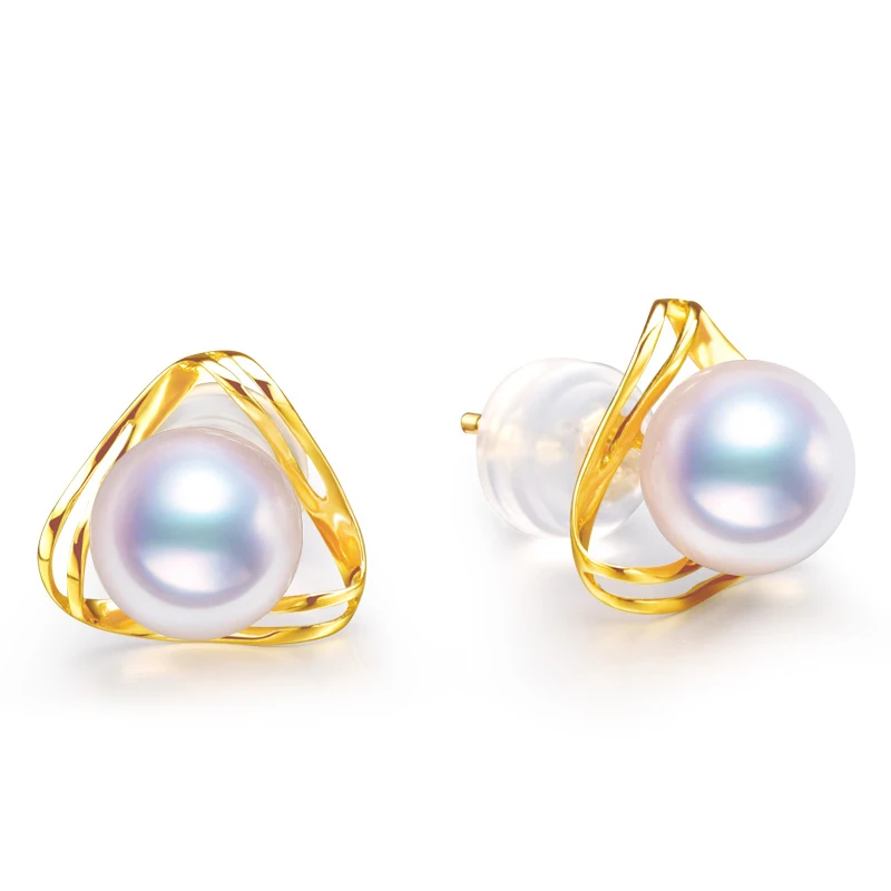 Серьги гвоздики с натуральным жемчугом 5 6 мм|stud earrings|earring studs earringsearrings 18k gold |