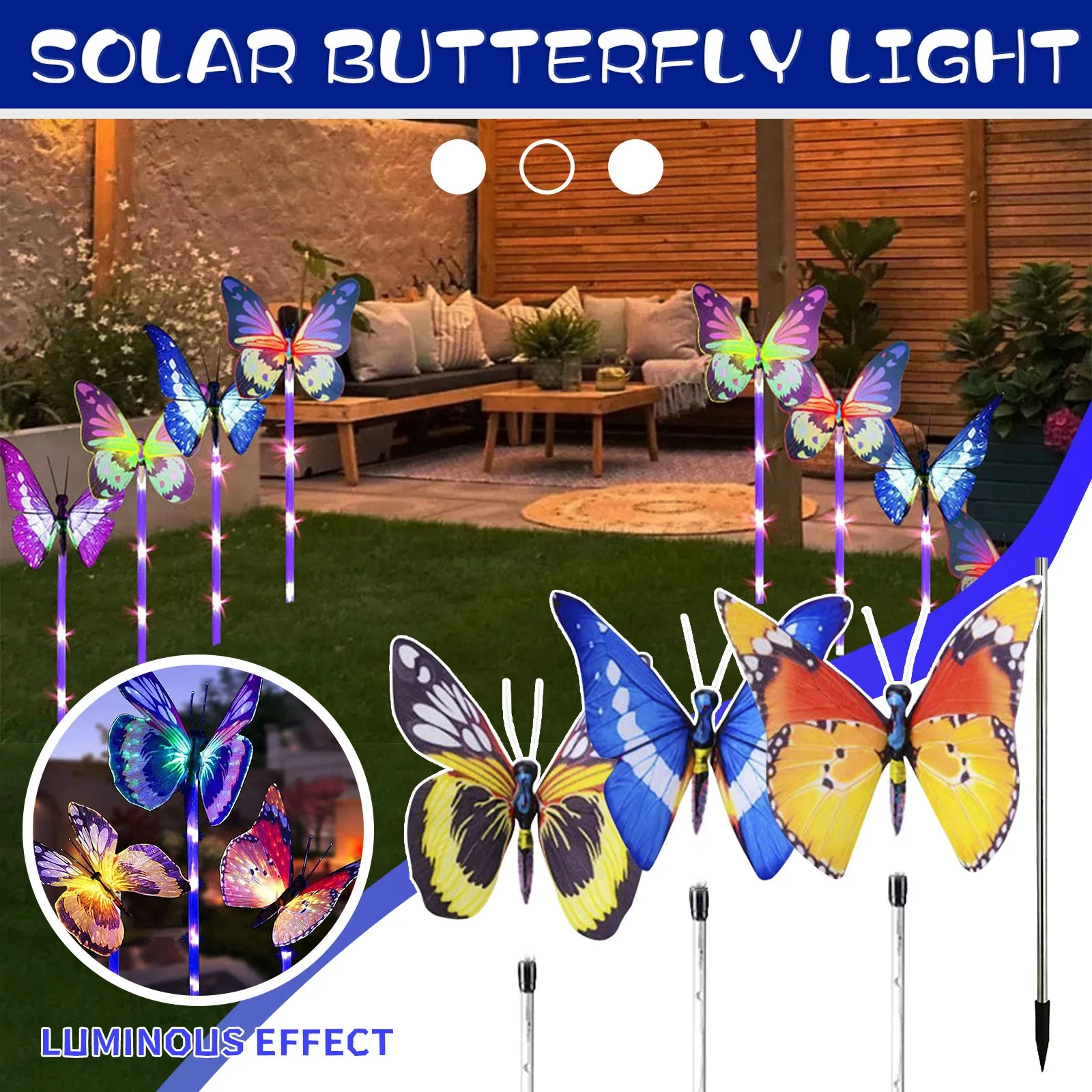 Фонарь бабочка на солнечной батарее s RGB светодиодсветодиодный Ландшафтная лампа