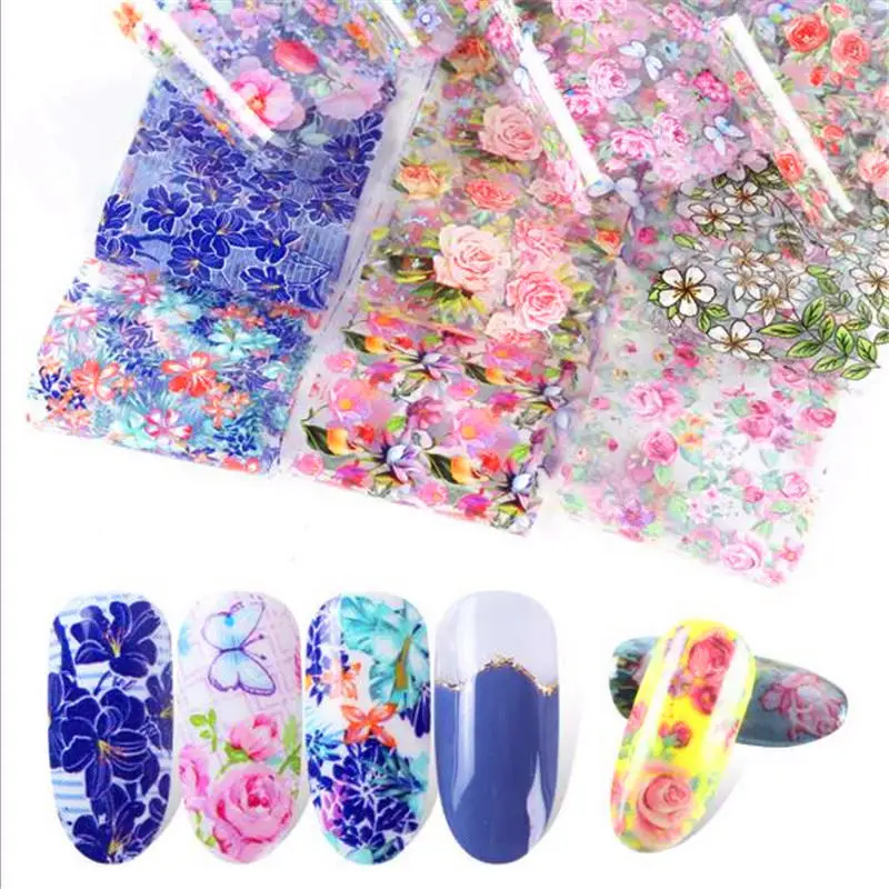 10 шт. наклейки-лак для ногтей, фольга для ногтей, фольга для ногтей, красивые Слайдеры для дизайна ногтей, маникюр