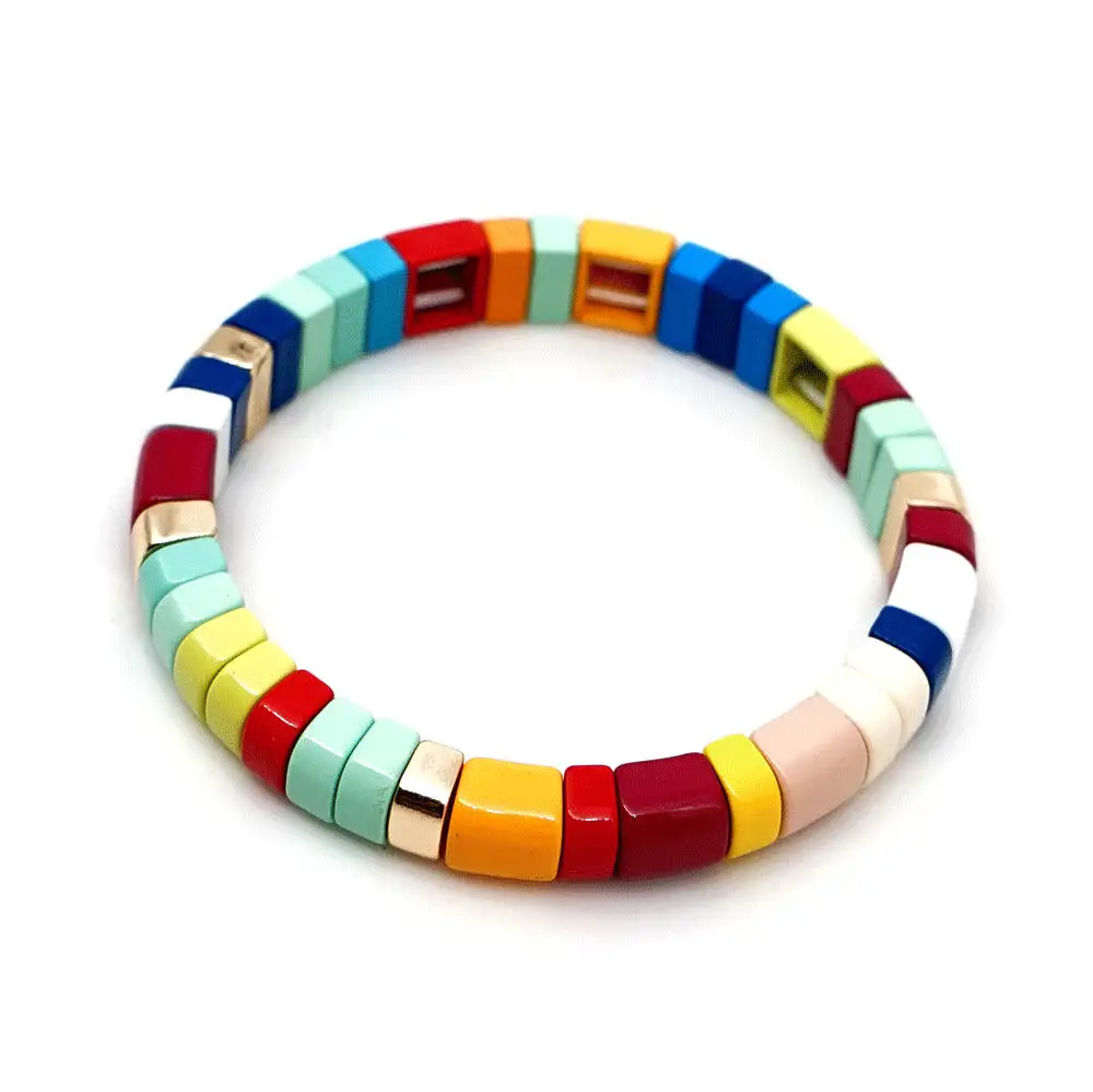 Shinus Pulseras Mujer Moda Радужный Браслет для женщин, эмалированные плитки, браслеты, красочные, Boho, летние, пляжные, модные ювелирные изделия, подарок