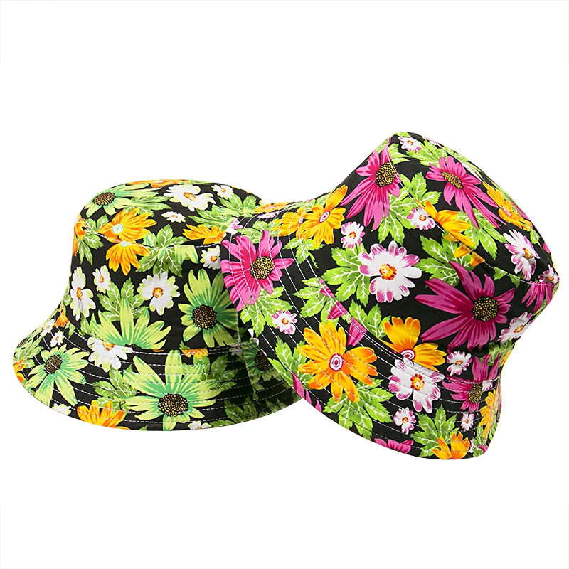 

FOXMOTHER New Fashion Reversible Bob chapeau Femme Floral Panama Hat Fisherman Caps Bucket Hat Women