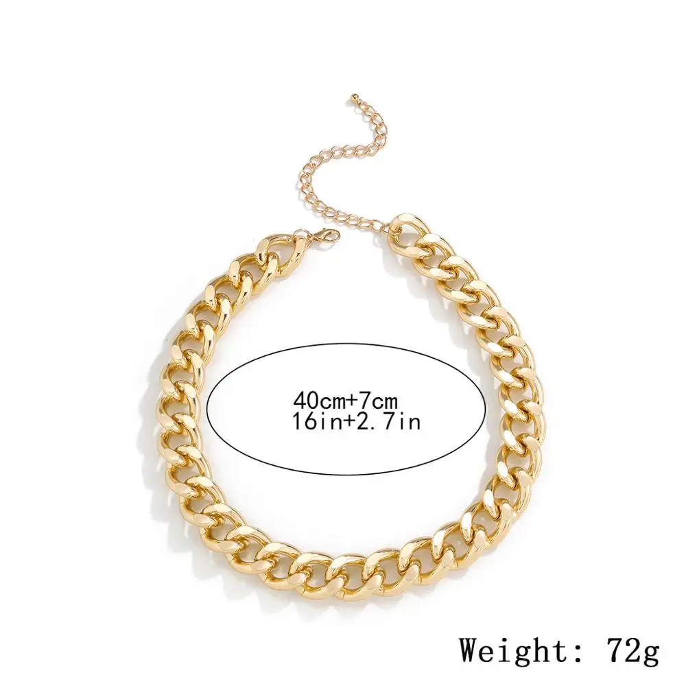 

IngeSight.Z Goth Gothic Curb Cuban Choker Necklace Collar Steampunk Chunky Thick Heavy Metal Long Necklace for Women Men Jewelry