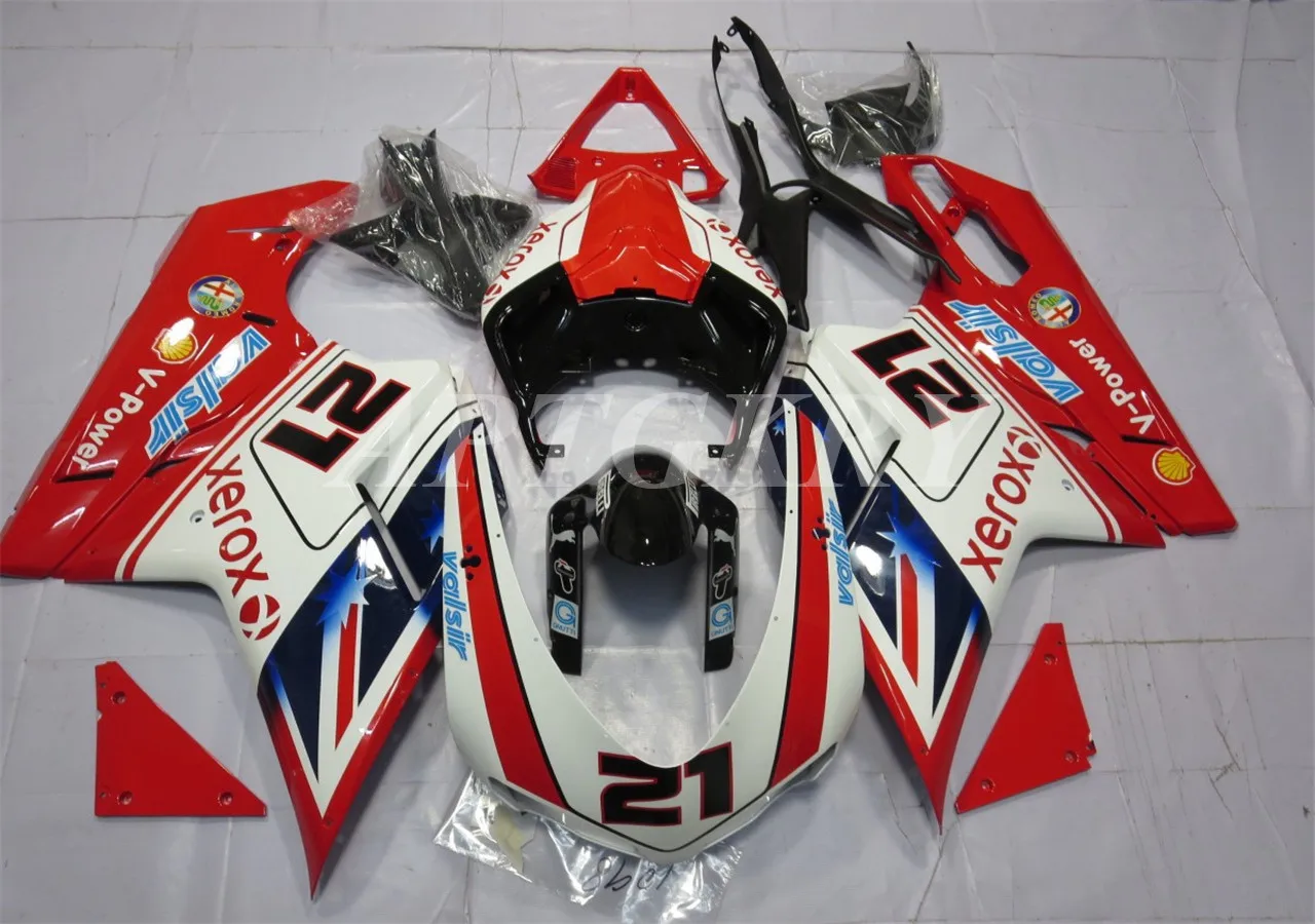 

New ABS Plastic Shell Motorcycle Fairing kit Fit For Ducati 848 evo 1098 1198 2007 2008 2009 2010 2011 2012 Custom Number 21