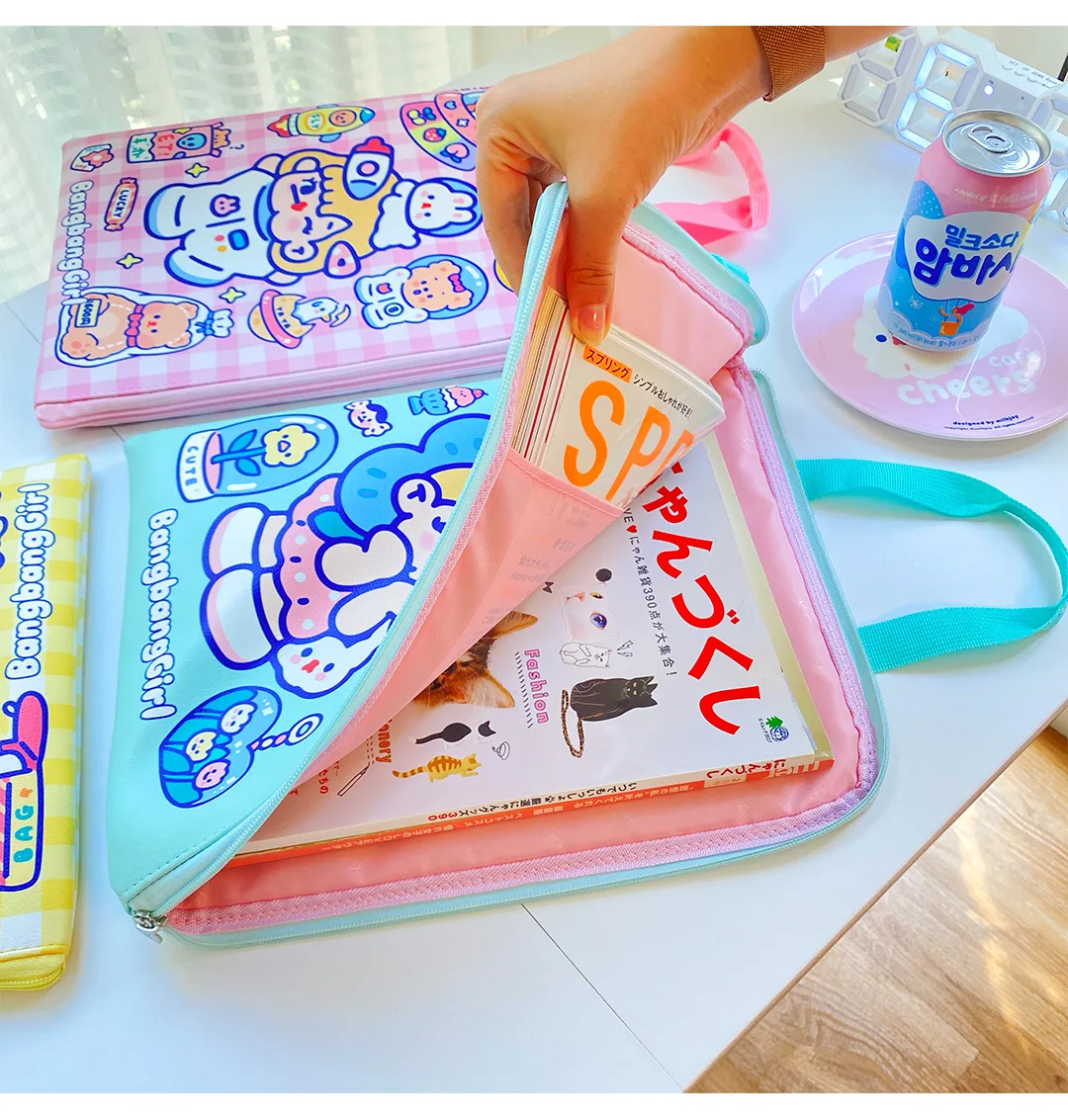 

W&G Kawaii Large Capacity File Storage Bag Organizer File Bag Cute Girl A4 Handbag Korean Ins Student File Computer Bag