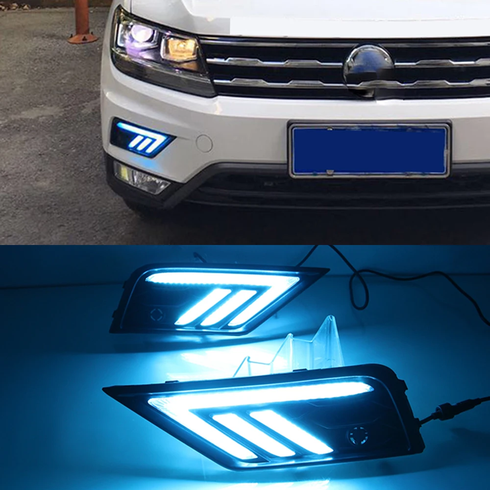 CSCSNL 1 пара автомобильный светильник для Volkswagen VW Tiguan 2017 2018 2019 DRL Дневной с желтым