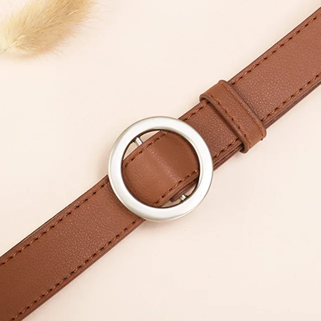 SSM01 brown silver NO. ONEPAUL женский ремень с и пряжками, Золотая Пряжка, джинсы, дикие ремни для женщин, модные, студенческие, простые, новые - Цвет: SSM01 brown silver