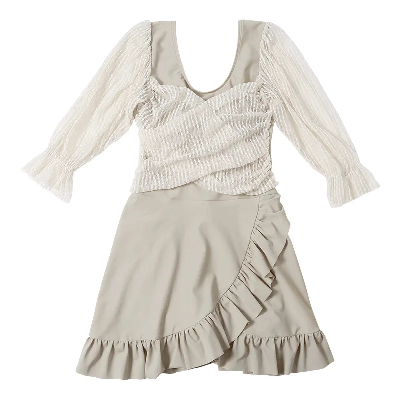 

Women Swimsuit One Piece Bodysuit For Pregnant Swimwear 2021 New Long Sleeve Cover Fat Female Hot Size Print Polyester Sierra