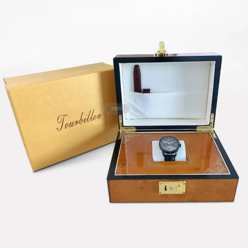 Часы мужские механические с сапфировым стеклом из натуральной кожи | Наручные