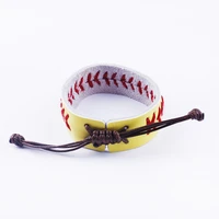 woven genuine leather softball baseball bundles bracelets fashion trendy classic sporty jewelry