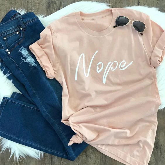 Нет футболка женская мода персикового цвета Забавные тапочки с модный лозунг