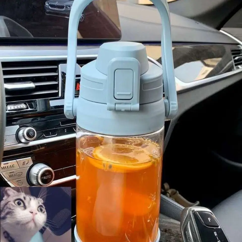 

Large capacity plastic water cup female straw large anti falling outdoor tea cup student lovely water bottle large kettle