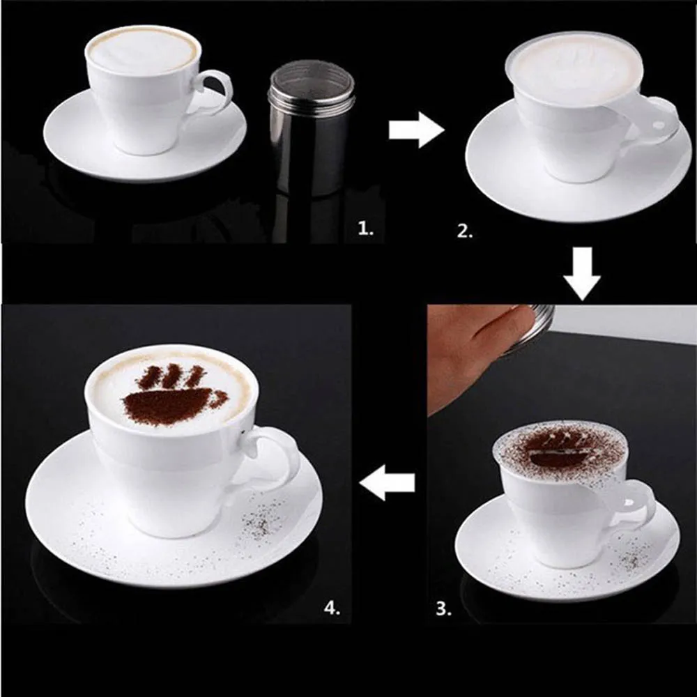 

16pcs Coffee Stencil Filter Coffee Maker Cappuccino Coffee Barista Mold Templates Strew Flowers Pad Spray Art Coffee Tools
