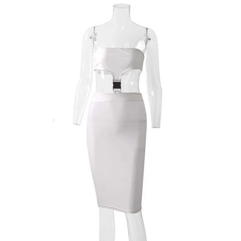 Fuedage 2019 пикантное облегающее платье без бретелек с вырезами женское карандаш